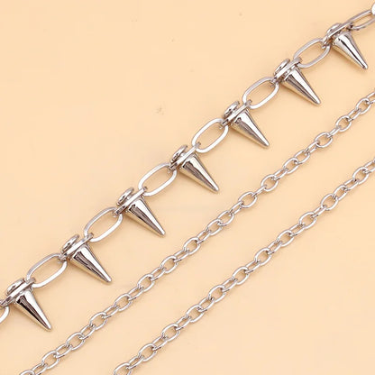 Men's Punk Spike Rivet Metal Pants Chain Belt Chain and Keychain