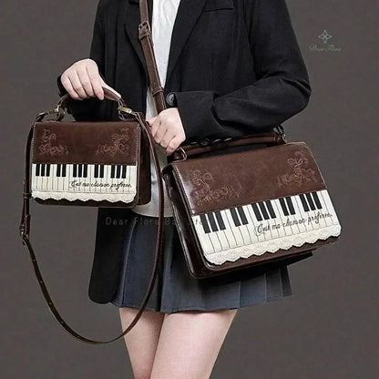 Vintage Piano Ita Bag – Y2K Aesthetic Crossbody & Shoulder Handbag for Women