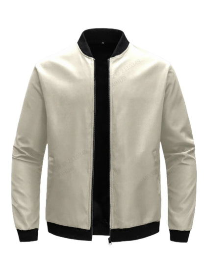 Men's Baseball Collar Zip-Up Jacket – Lightweight Casual Coat, Loose Fit | S–XL