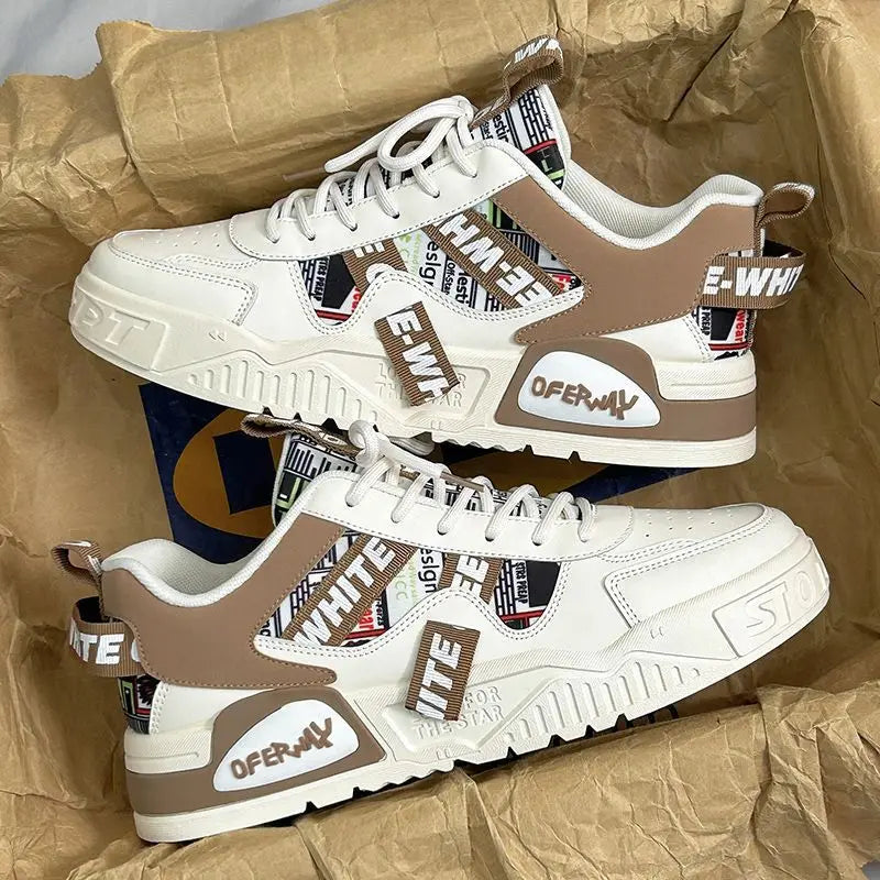 Breathable Lace Up Leather Casual Sneakers for Men