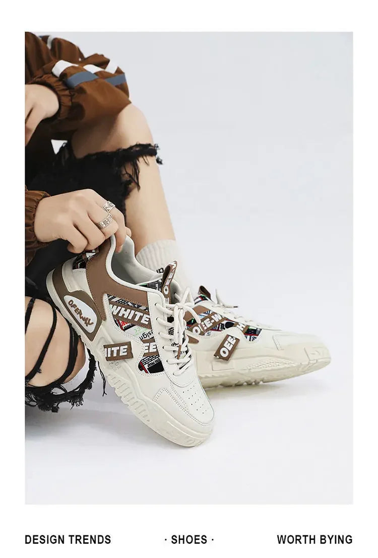 Breathable Lace Up Leather Casual Sneakers for Men