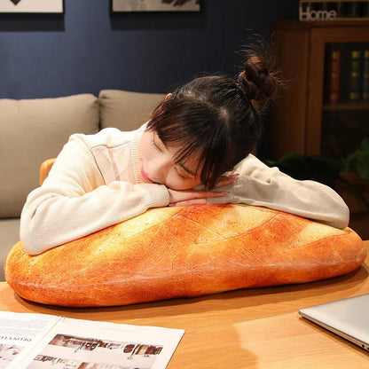 French Bread Plush Pillow | Stuffed Food Plushie Sleeping Companion & Party Prop