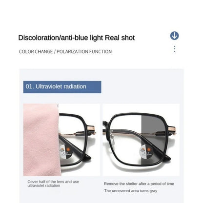 Photochromic Blue Light Blocking Glasses – Square Metal Frame
