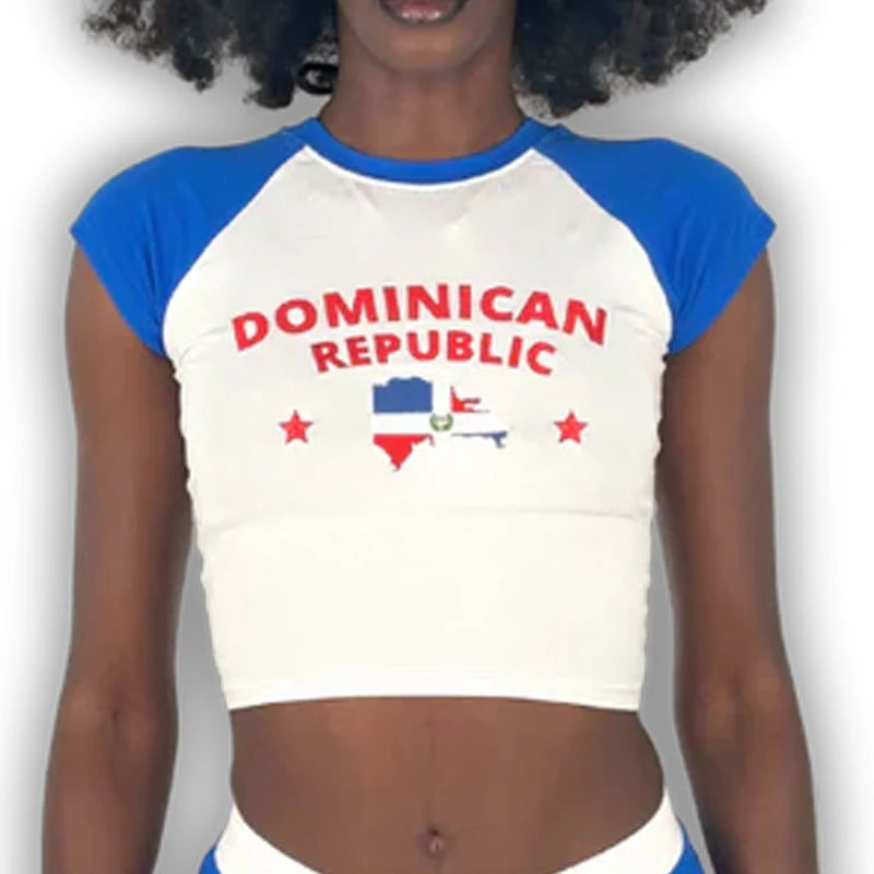 Caribbean Islands Embroidered Graphic Crop Top for Women