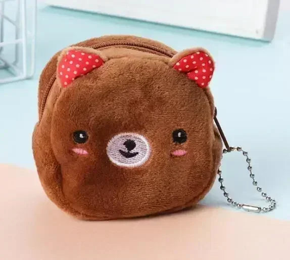 Plush Cartoon Animal Coin Purse with Zipper