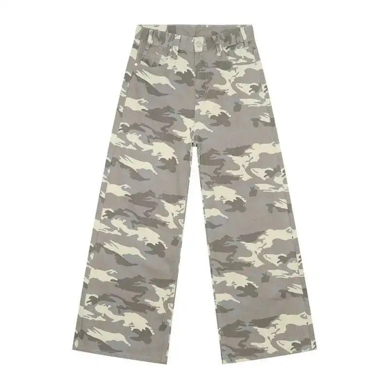 Vintage Wide-Leg Jeans – Men's Camo & Washed Denim