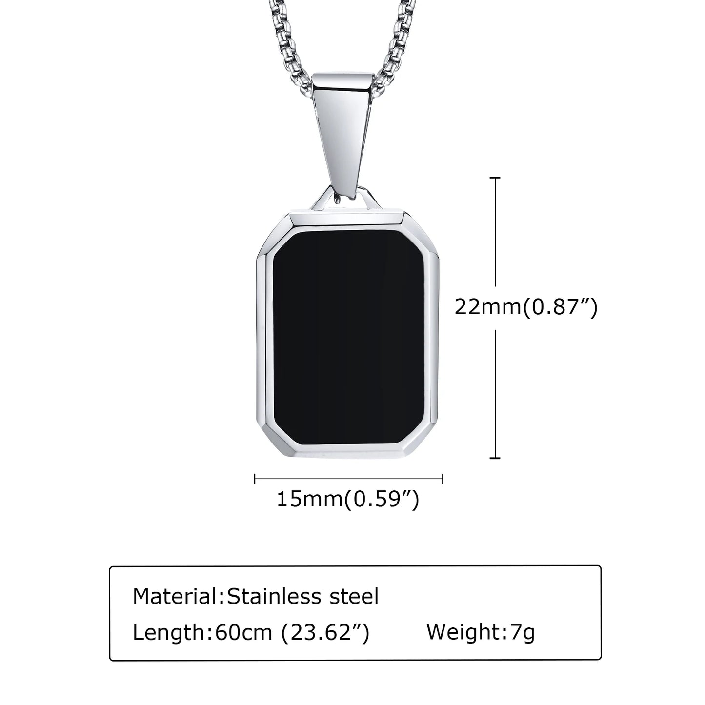 Men's Stainless Steel Geometric Pendant Necklace with Chain