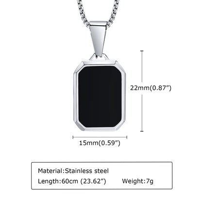 Men's Stainless Steel Geometric Pendant Necklace with Chain