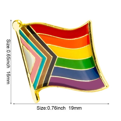 Pride Flag Enamel Lapel Pin – Rainbow & Progress Badge Brooch