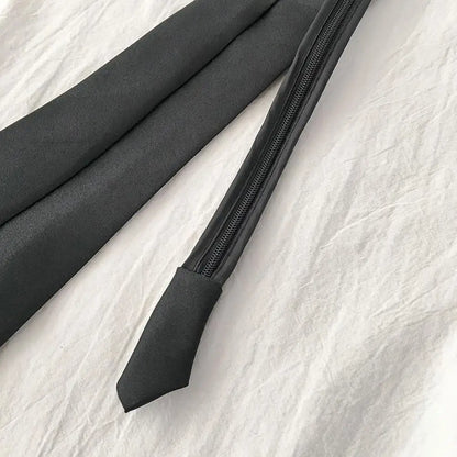 Unisex Retro Slim Neck Tie | Silky Narrow Bow Tie for Women & Men in Korean Elegant Style