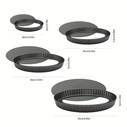 4pcs Nonstick Pizza & Cake Pan Set | 4–10 inch Round Baking Pans with Removable Bottom