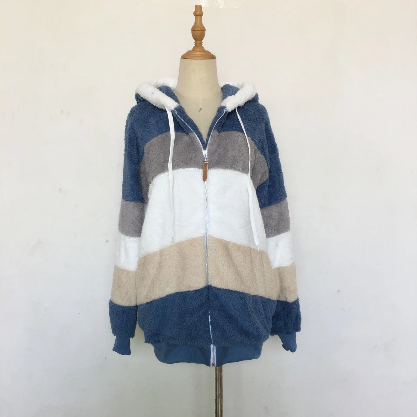 Women's Oversized Hooded Plush Jacket – Warm Zip-Up Streetwear Coat | S–5XL, 9 Colors