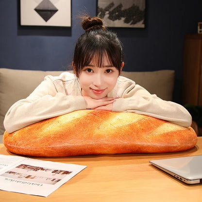 French Bread Plush Pillow | Stuffed Food Plushie Sleeping Companion & Party Prop