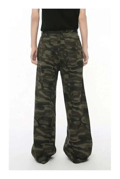 Vintage Wide-Leg Jeans – Men's Camo & Washed Denim