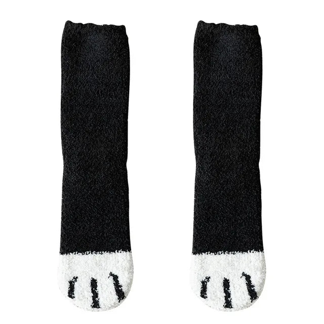 Women's Kawaii Novelty Socks – Cute 3D Dog & Cat Paw Print Fleece Socks