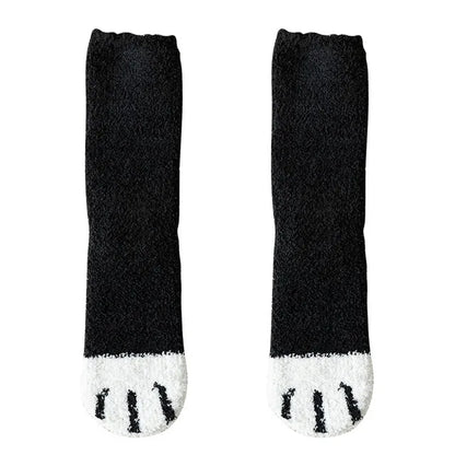 Women's Kawaii Novelty Socks – Cute 3D Dog & Cat Paw Print Fleece Socks