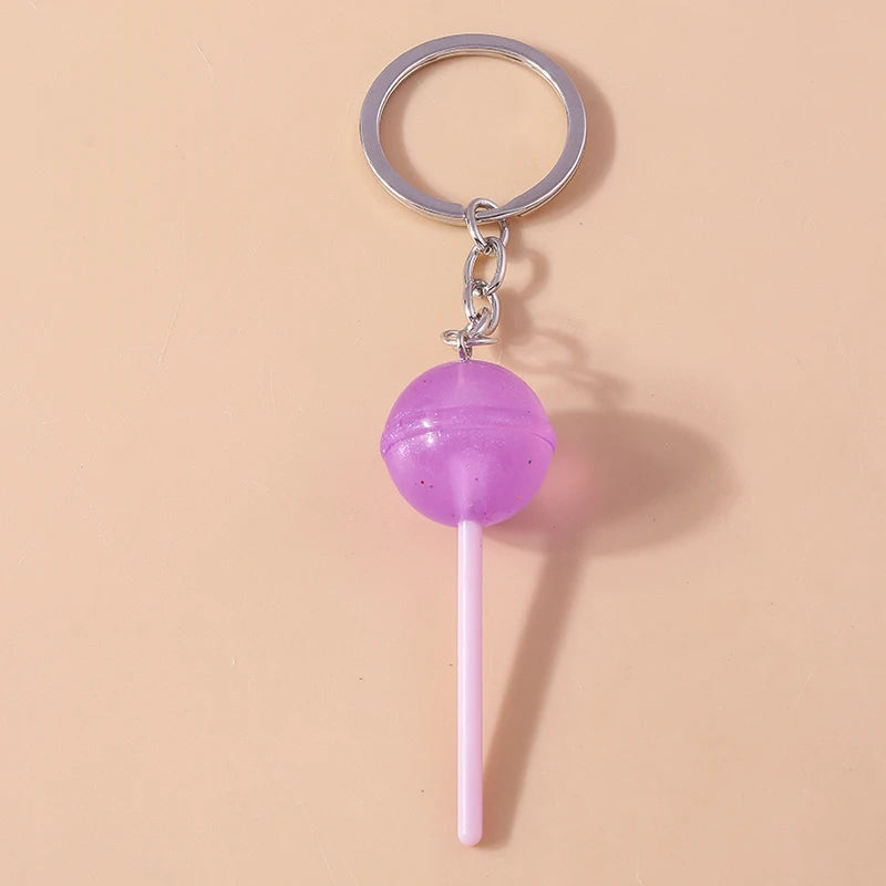 3D Simulation Food Keychain – Cute Resin Lollipop, Donut & Snack Key Ring Charms