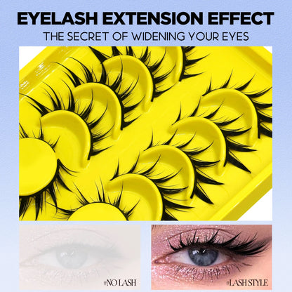 Cat Eye Manga Lashes | 3D Faux Mink Wispy Natural Winged Elongated False Eyelashes