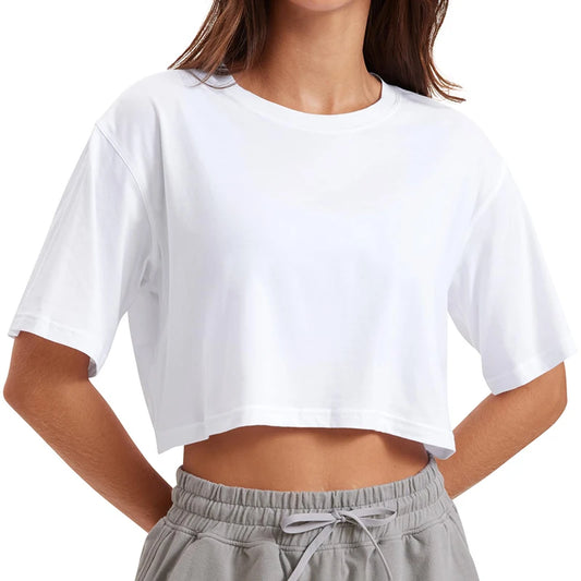 Women's Harajuku Y2K Funny Crop Top | Casual White Short Sleeve Round Neck Summer Streetwear Tee