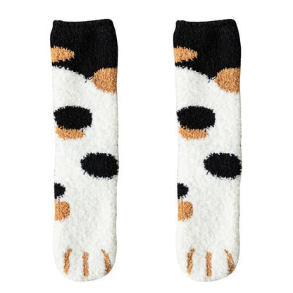 Women's Kawaii Novelty Socks – Cute 3D Dog & Cat Paw Print Fleece Socks