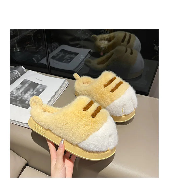 3D Cat Claw Slippers – Cozy Winter Indoor Shoes for Women