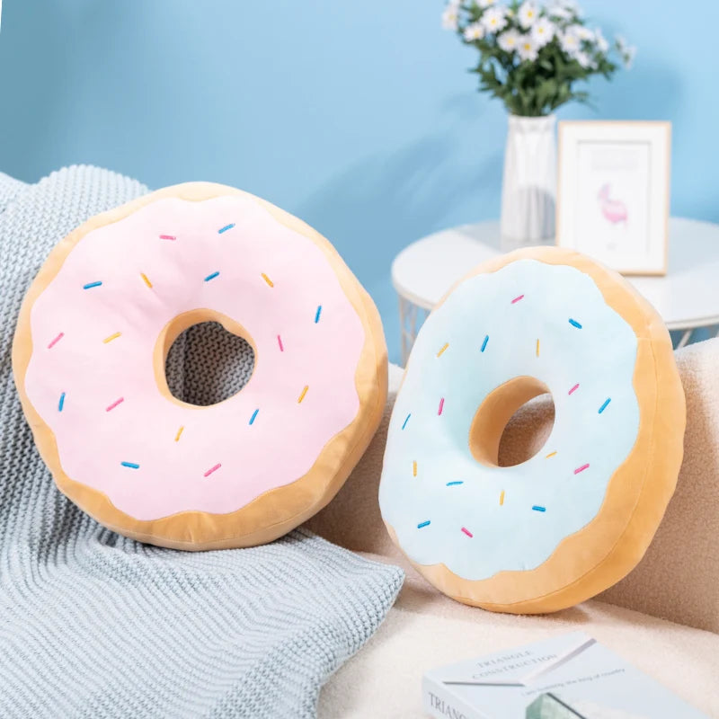 Kawaii Doughnut Plush Pillow — Squishy Stuffed Toy & Decor