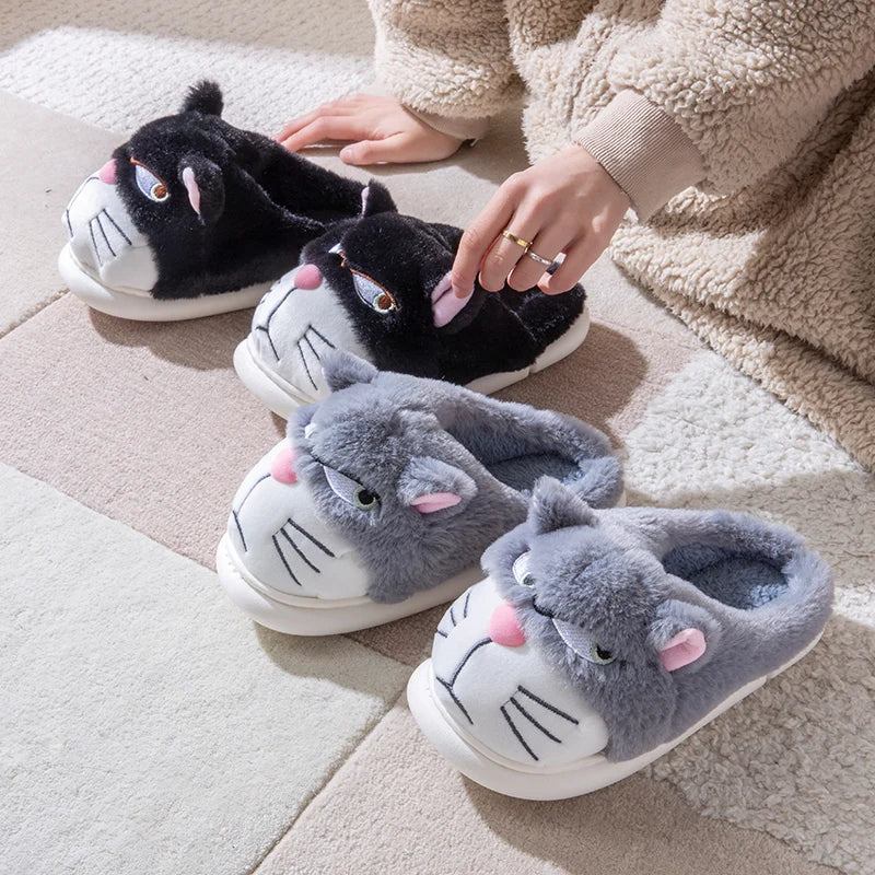 Cartoon Embroidered Plush Slippers – Women's Cozy Indoor House Shoes