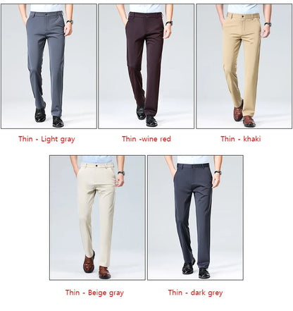 Men's Smart Casual Dress Pants – Elastic Waist Suit Trousers, Straight Fit | Sizes 29–42