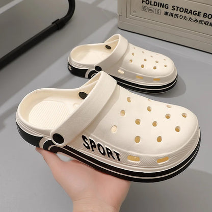 Women's Thick Sole Anti-Slip Two-Strap Sandals | Indoor & Outdoor Perforated Summer Shoes
