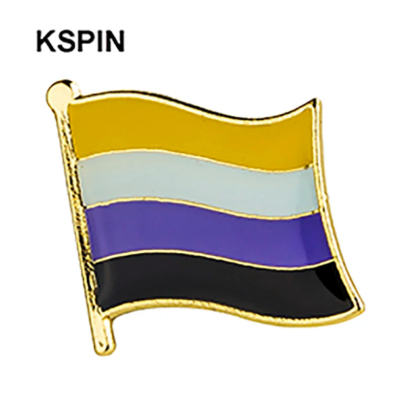 Pride Flag Enamel Lapel Pin – Rainbow & Progress Badge Brooch