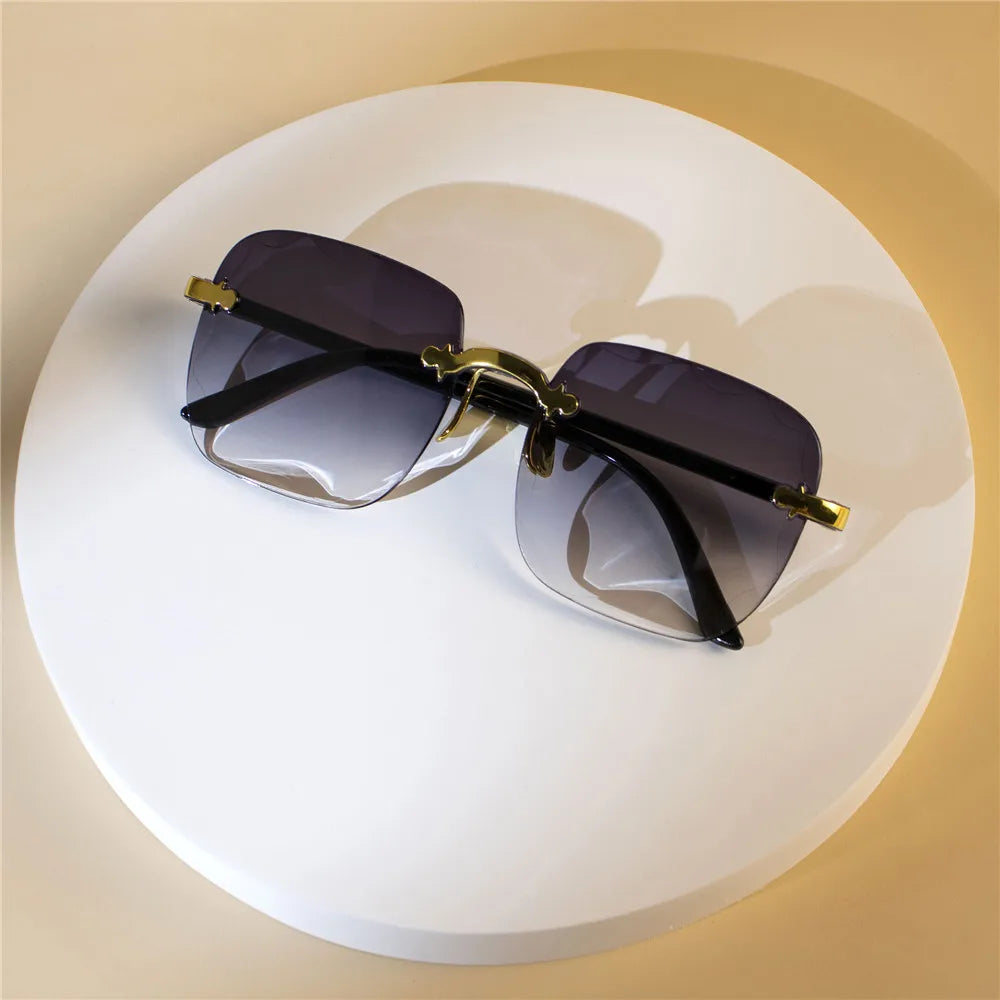 Women's Square Rimless Sunglasses | 4pcs Luxury Designer Summer UV400 Shades for Women & Men