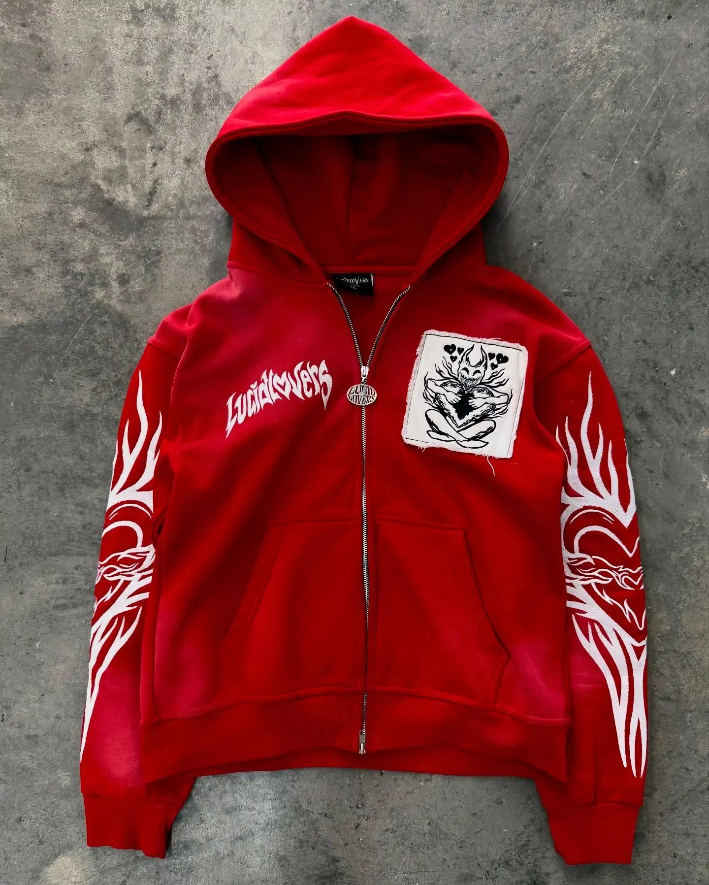 Y2K Punk Rock Zip-Up Hoodie – Harajuku Grunge Loose Fleece Sweatshirt