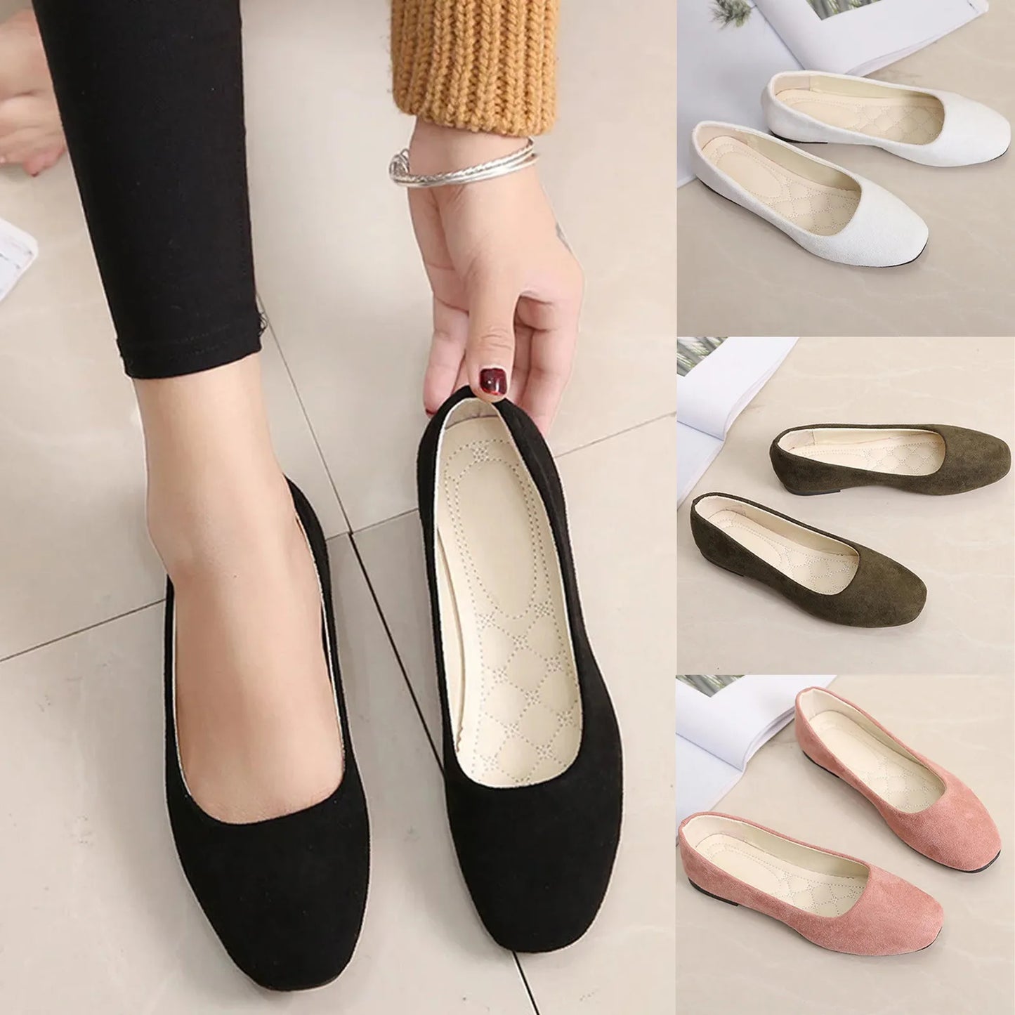 Women's Suede Slip On Flat Loafers