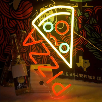 Pizza Neon LED Sign | USB Powered Pizza Shape Light for Restaurant, Kitchen & Party Decor