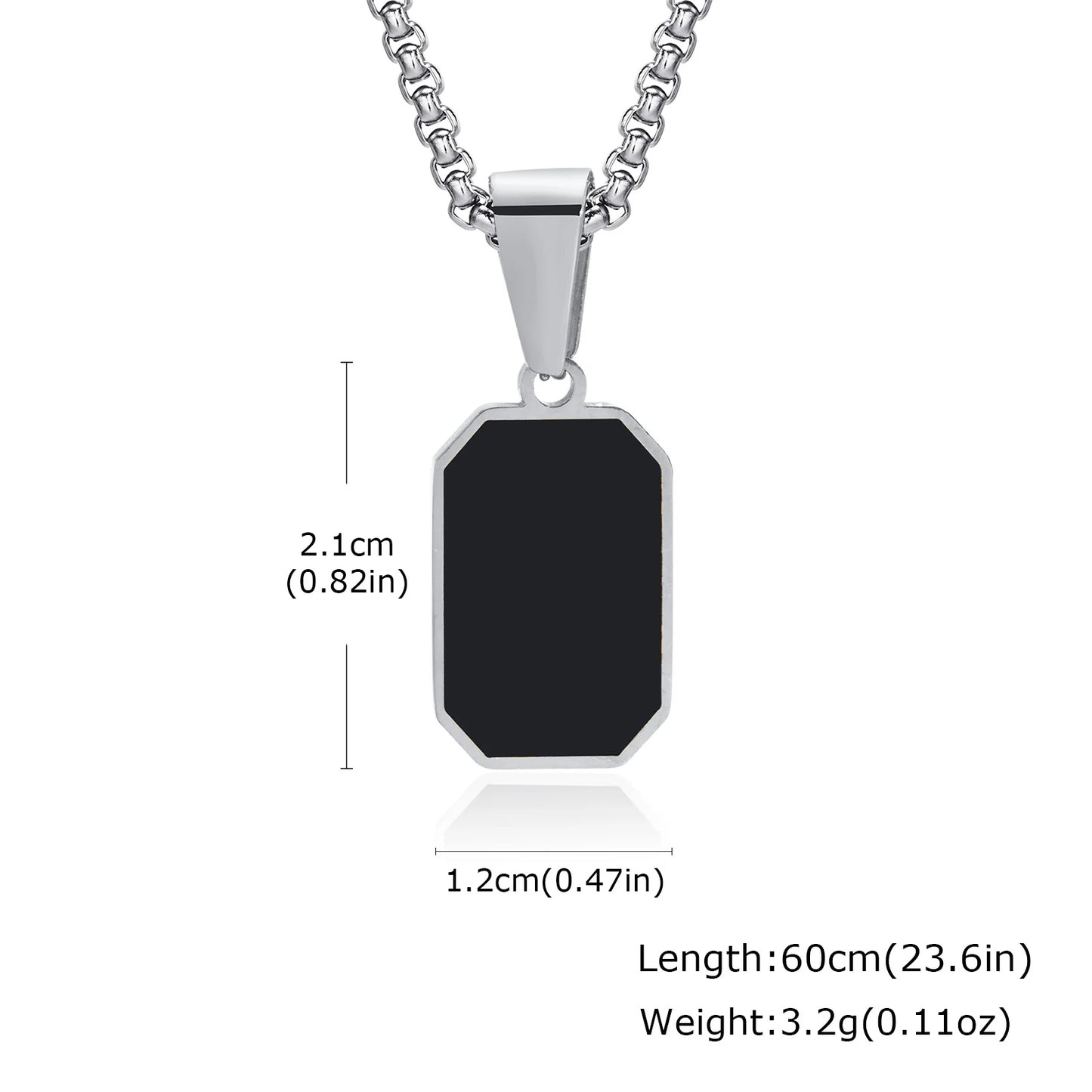 Men's Stainless Steel Geometric Pendant Necklace with Chain