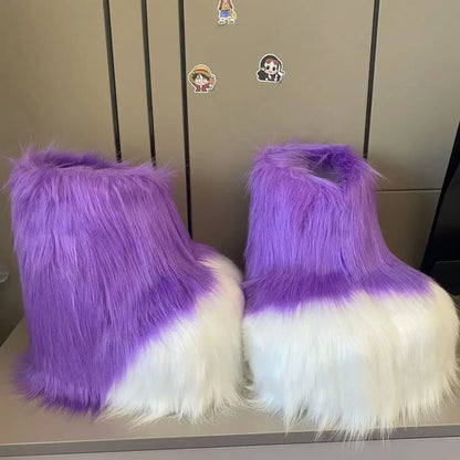 Fluffy Fursuit Paw Shoes Cosplay Animal Boots for Halloween and Conventions