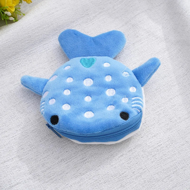 Plush Cartoon Animal Coin Purse with Zipper