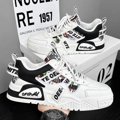 Breathable Lace Up Leather Casual Sneakers for Men