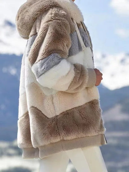 Women's Oversized Hooded Plush Jacket – Warm Zip-Up Streetwear Coat | S–5XL, 9 Colors