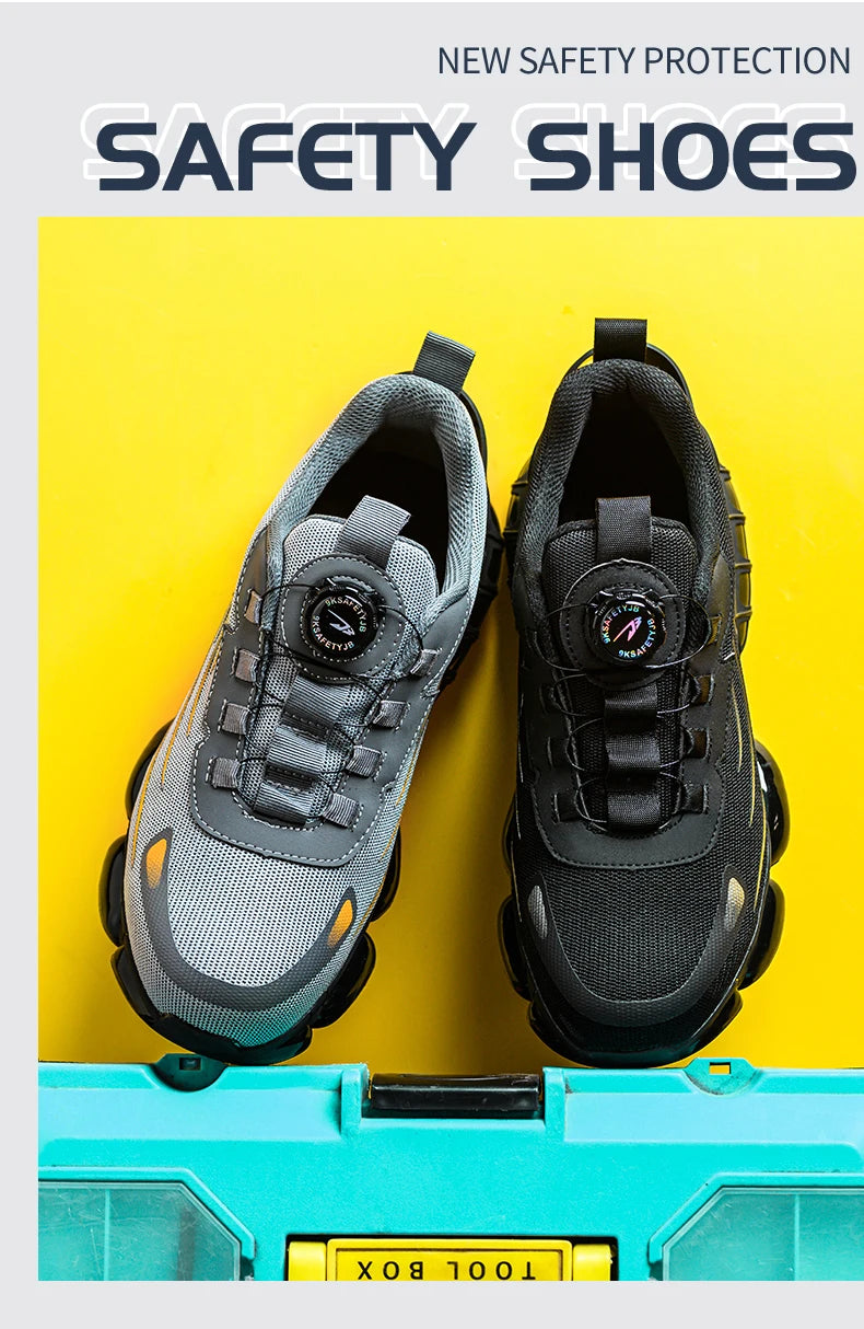 Steel Toe Safety Shoes for Men Lace Free Breathable
