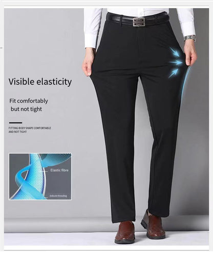 Men's Smart Casual Dress Pants – Elastic Waist Suit Trousers, Straight Fit | Sizes 29–42