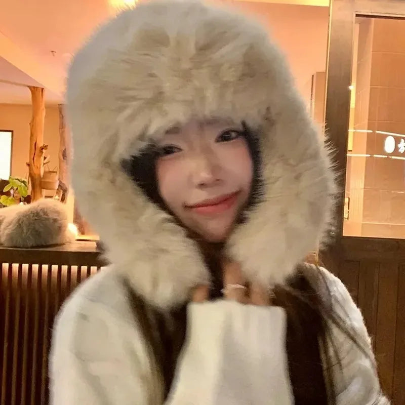 Unisex Faux Fur Bomber Hat – Warm Windproof Earflap Cap for Winter & Skiing - Unisex