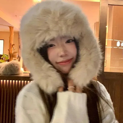 Unisex Faux Fur Bomber Hat – Warm Windproof Earflap Cap for Winter & Skiing - Unisex