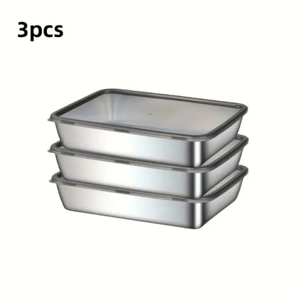 Pro Stainless Steel Baking Trays with Lids | 3pcs Non-Stick Roasting Pans for Home & Restaurant
