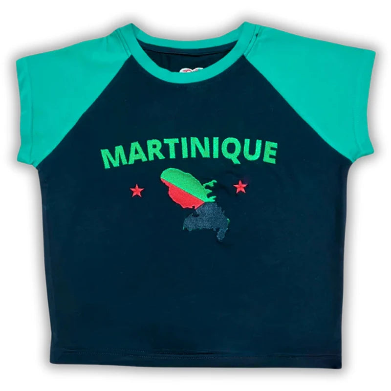 Caribbean Islands Embroidered Graphic Crop Top for Women