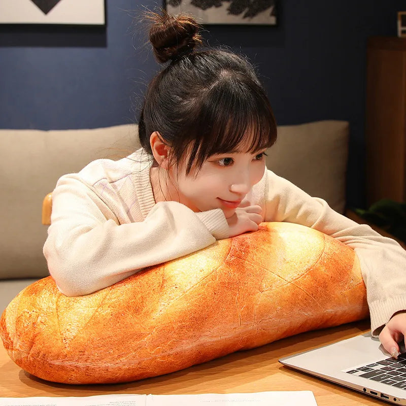 French Bread Plush Pillow | Stuffed Food Plushie Sleeping Companion & Party Prop