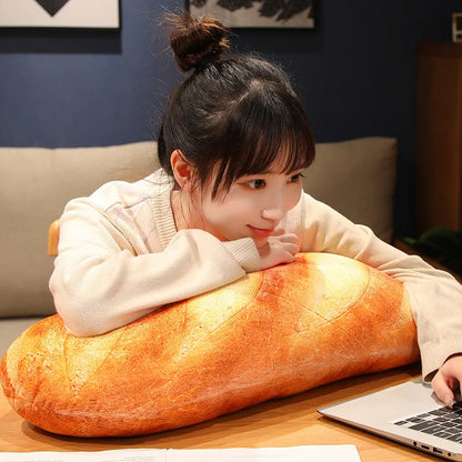 French Bread Plush Pillow | Stuffed Food Plushie Sleeping Companion & Party Prop