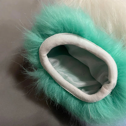 Fursuit Paw Gloves Faux Fur Animal Claw Mittens for Cosplay and Halloween