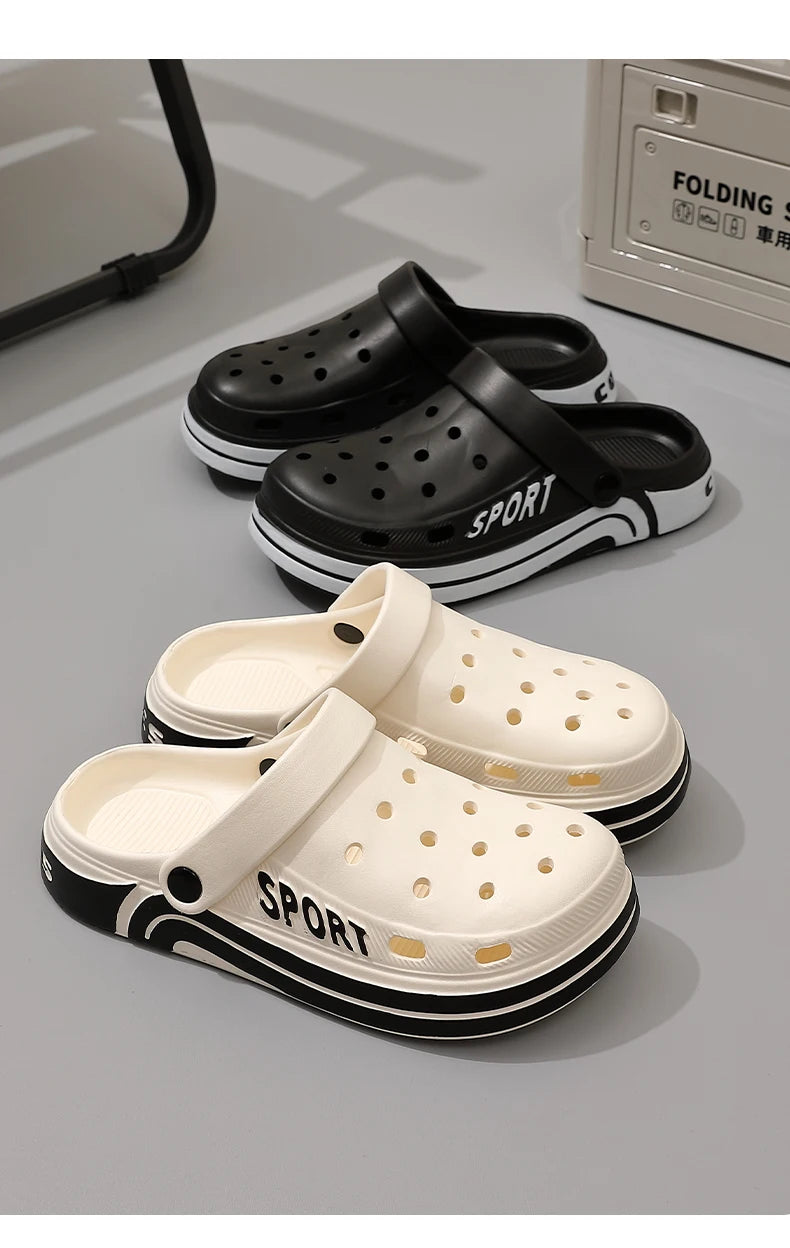 Women's Thick Sole Anti-Slip Two-Strap Sandals | Indoor & Outdoor Perforated Summer Shoes