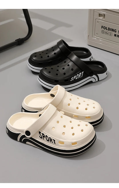 Women's Thick Sole Anti-Slip Two-Strap Sandals | Indoor & Outdoor Perforated Summer Shoes